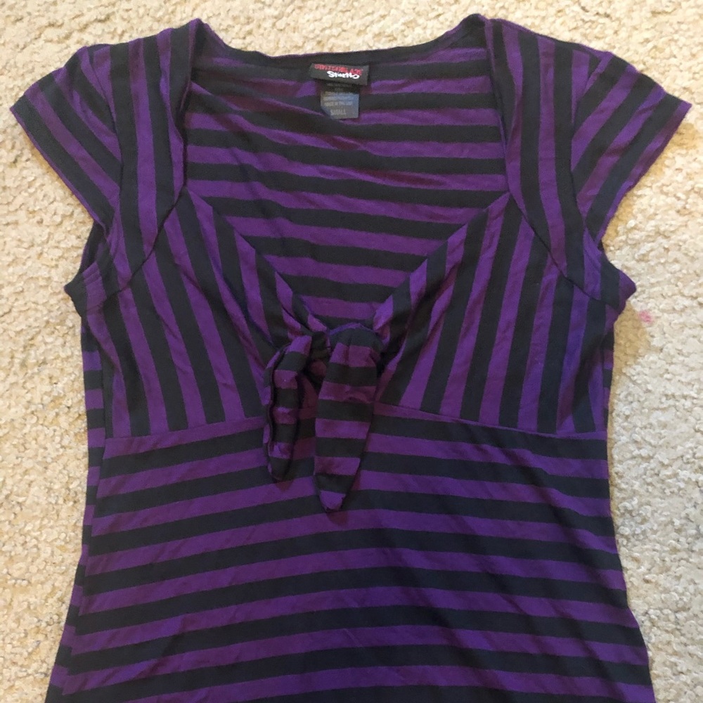 Switchblade Stiletto Purple & Black Striped Top